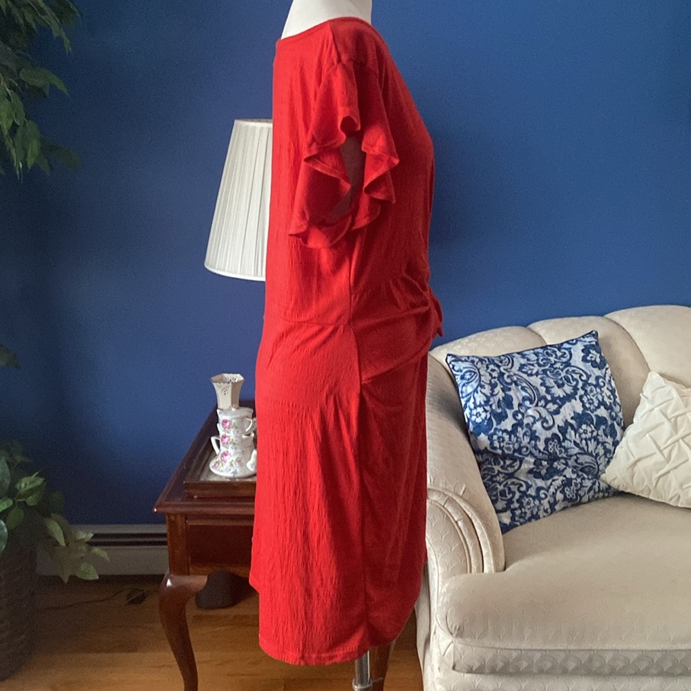 Max Studio Textured Side Tie, Flutter Sleeve Dress - image 7